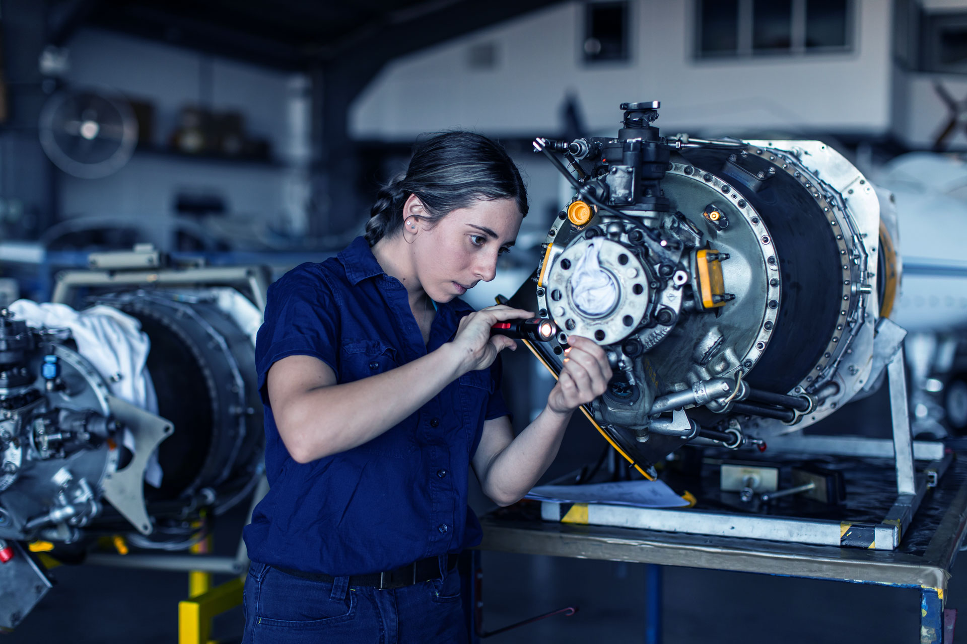 Woman working on machine